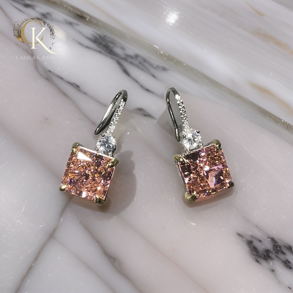 Beautiful  Padparadscha Sapphire Earrings - Picture 1 of 6
